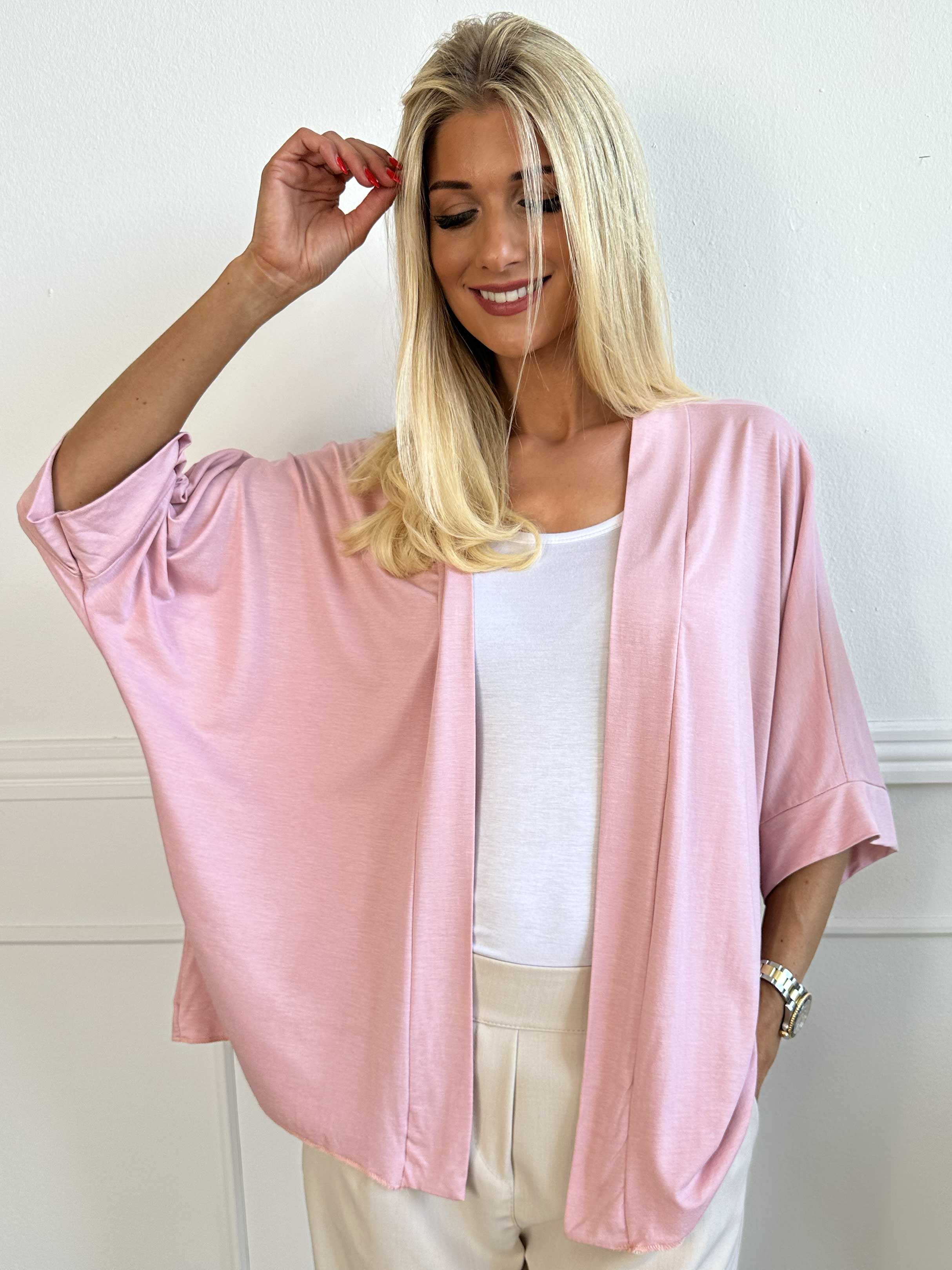 Mimi - Kort ensfarvet cardigan i viskose